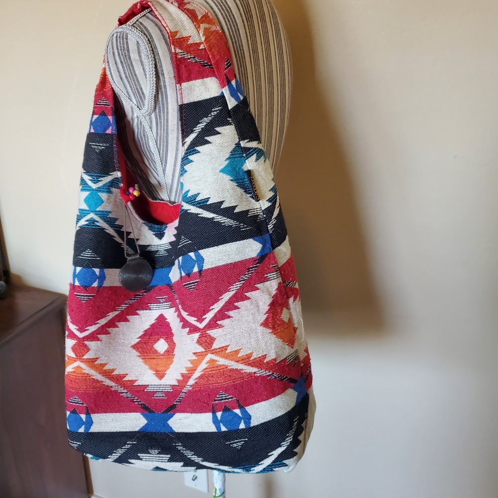 Catori Sun N Sand Southwestern Woven Tapestry Hobo Bag Multicolor Geometric Lrg